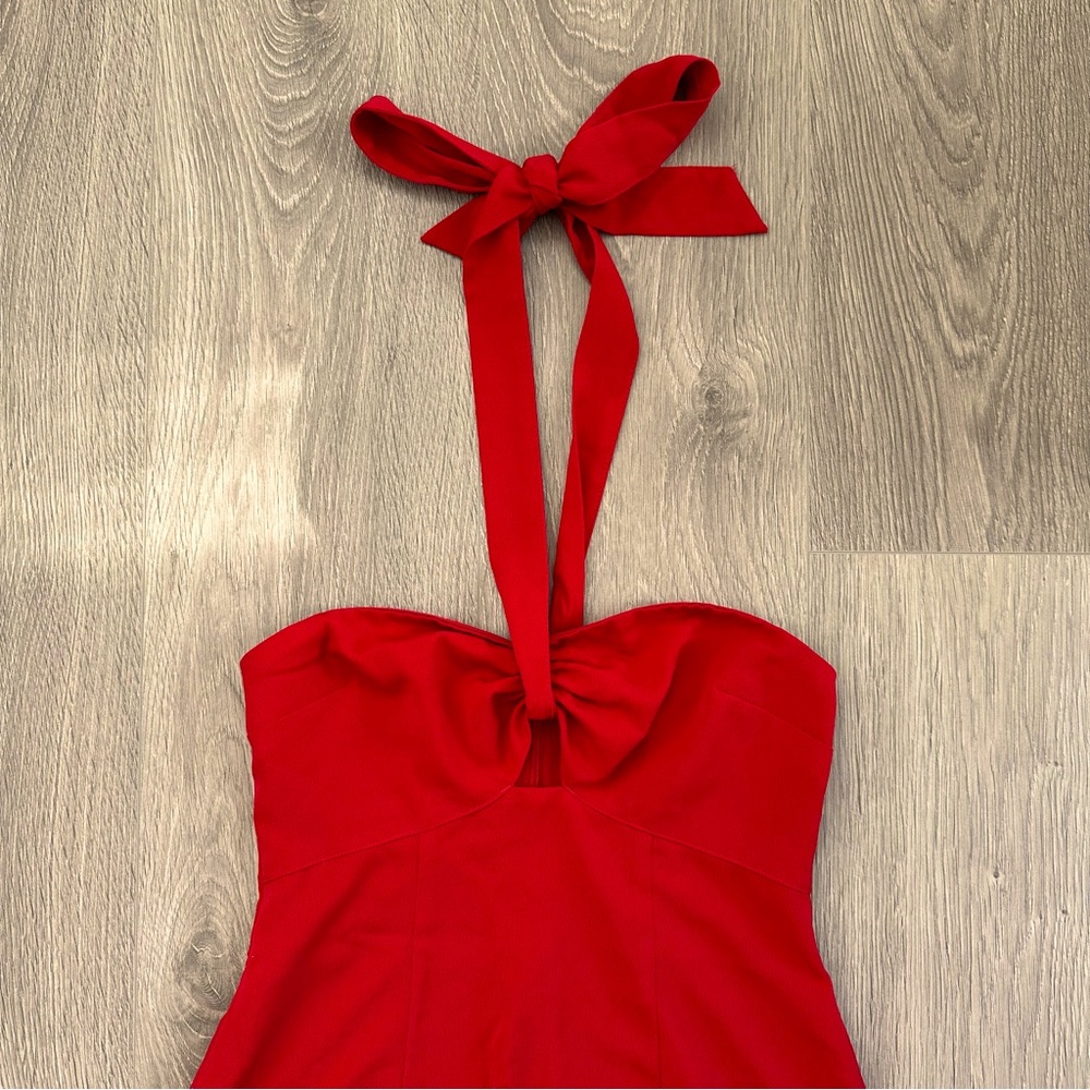 🆕 A&F Red Halter Knot-Front Cutout Mini Dress - Picture 4 of 14
